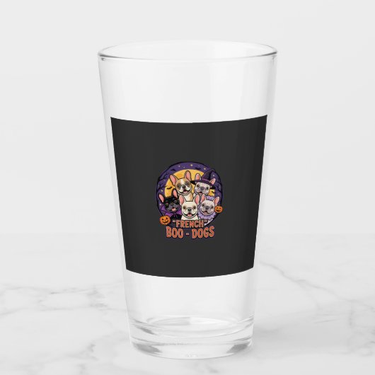 Franse Bulldog Halloween Boo Honden Vector Glas (Voorkant)