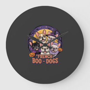 Franse Bulldog Halloween Boo Honden Vector Grote Klok
