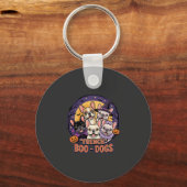 Franse Bulldog Halloween Boo Honden Vector Sleutelhanger (Voorkant)