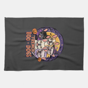 Franse Bulldog Halloween Boo Honden Vector Theedoek