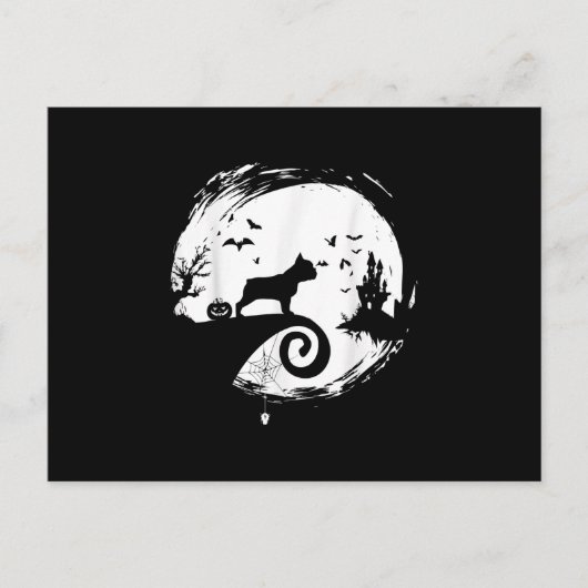 Franse Bulldog Halloween Costume Moon Gift Feestdagenkaart (Voorkant)