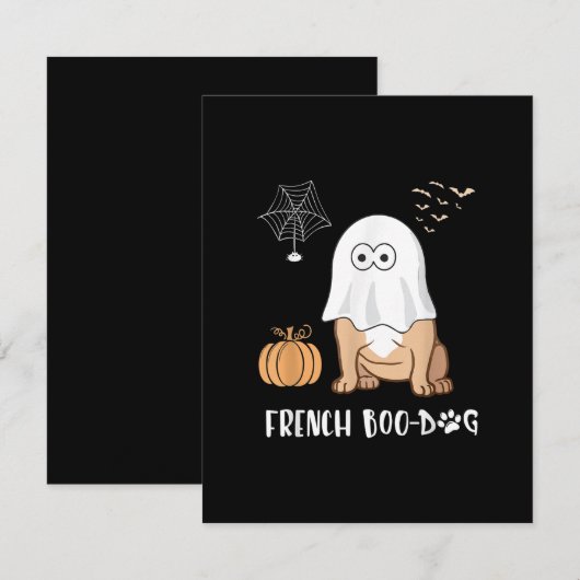 Franse Bulldog Halloween Cute Boo-Dog 2020 T - shi Bedankkaart (Voorkant / Achterkant)