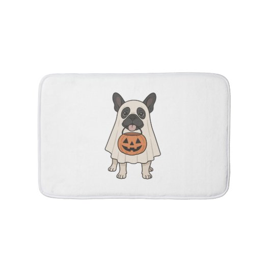 Franse Bulldog Halloween Dog Ghost Badmat (Voorkant)