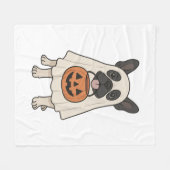 Franse Bulldog Halloween Dog Ghost Fleece Deken (Voorkant (Horizontaal))