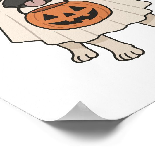 Franse Bulldog Halloween Dog Ghost Poster (Hoek)
