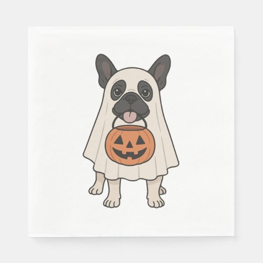 Franse Bulldog Halloween Dog Ghost Servet (Voorkant)