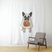 Franse Bulldog Halloween Dog Ghost Wandkleed (In situ)