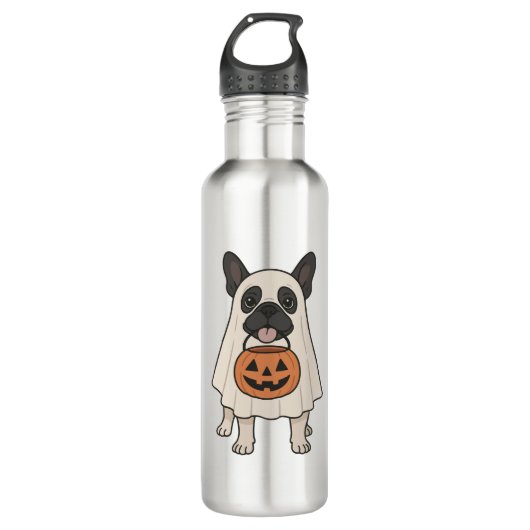 Franse Bulldog Halloween Dog Ghost Waterfles (Voorkant)