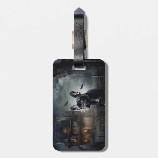 Franse Bulldog Halloween eng Bagagelabel (Achterkant verticaal)