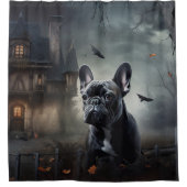 Franse Bulldog Halloween eng Douchegordijn (Voorkant)