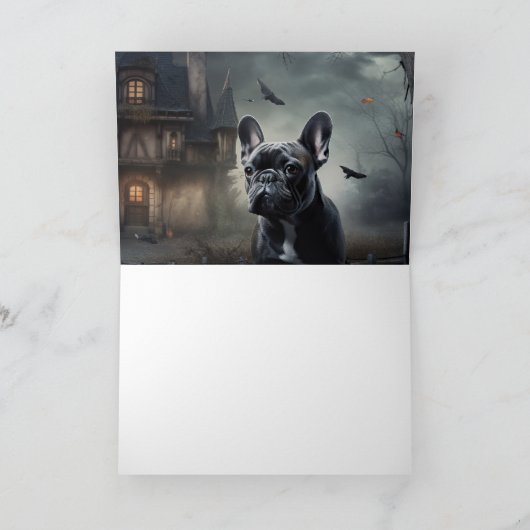Franse Bulldog Halloween eng Kaart (Binnen)