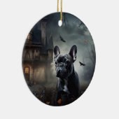 Franse Bulldog Halloween eng Keramisch Ornament (Rechts)