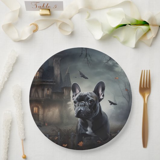 Franse Bulldog Halloween eng Papieren Bordje (Huwelijk)