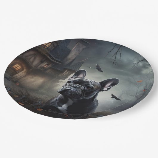 Franse Bulldog Halloween eng Papieren Bordje (Gekanteld)