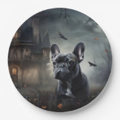 Franse Bulldog Halloween eng Papieren Bordje (Voorkant)
