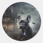 Franse Bulldog Halloween eng Ronde Sticker (Voorkant)