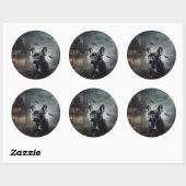 Franse Bulldog Halloween eng Ronde Sticker (Vel)