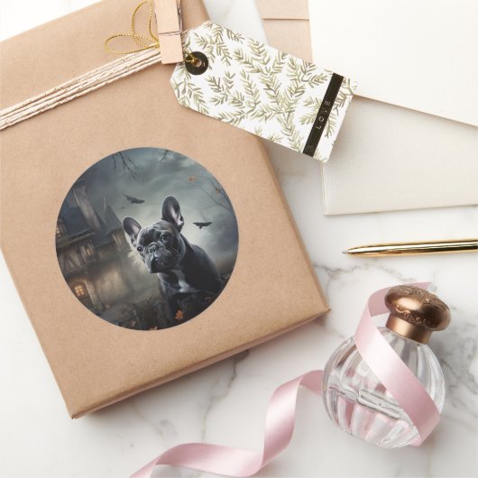 Franse Bulldog Halloween eng Ronde Sticker (Geschenken)