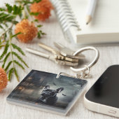 Franse Bulldog Halloween eng Sleutelhanger (Voorkant Rechts)