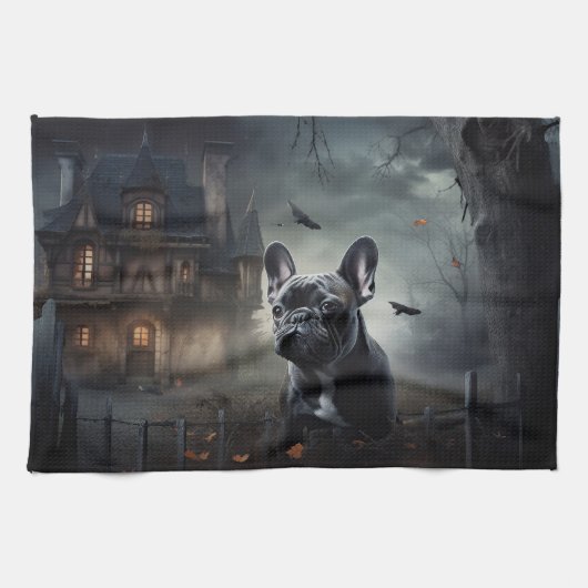 Franse Bulldog Halloween eng Theedoek (Horizontaal)
