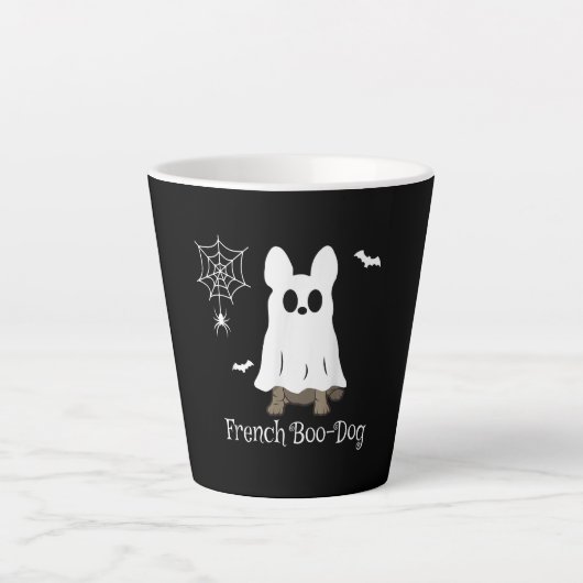 Franse Bulldog Halloween French Boo-Dog Dog Gift Latte Mok (Voorkant)