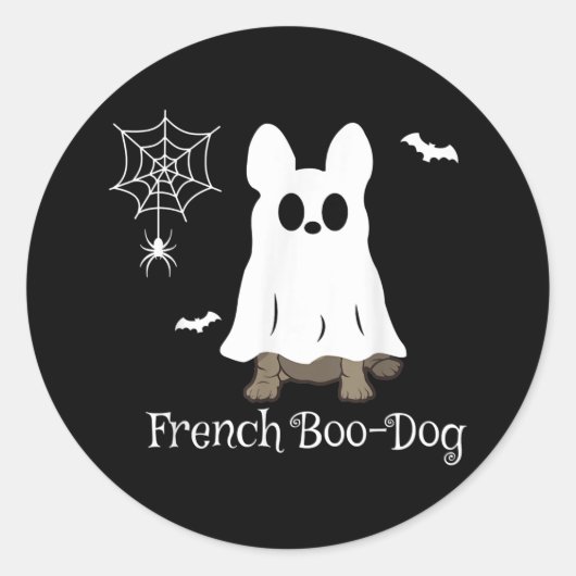 Franse Bulldog Halloween French Boo-Dog Dog Gift Ronde Sticker (Voorkant)