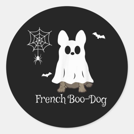 Franse Bulldog Halloween French Boo-Dog Dog Gift Ronde Sticker (Voorkant)