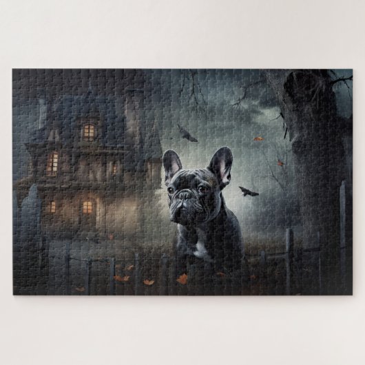 Franse Bulldog Halloween Griezelen Legpuzzel (Horizontaal)