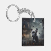 Franse Bulldog Halloween Griezelen Sleutelhanger (Voorkant Links)