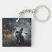 Franse Bulldog Halloween Griezelen Sleutelhanger (Achterkant)