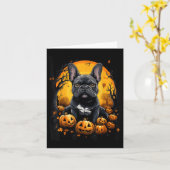 Franse Bulldog Halloween Kaart (Gele Bloem)
