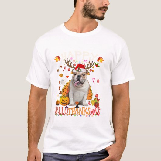 Franse Bulldog Halloween Kerst T-shirt (Voorkant)