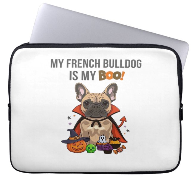 Franse Bulldog Halloween Kostuum Mijn Franse Bulld Laptop Sleeve (Voorkant)