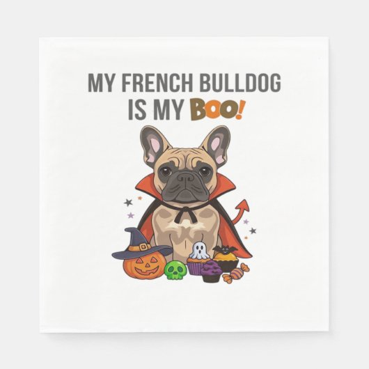Franse Bulldog Halloween Kostuum Mijn Franse Bulld Servet (Voorkant)