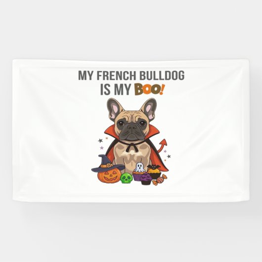Franse Bulldog Halloween Kostuum Mijn Franse Bulld Spandoek (Horizontaal)