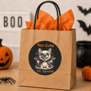 Franse Bulldog Halloween Lieve Vampier Vleermuis Ronde Sticker