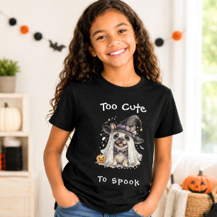Franse Bulldog Halloween Meisje Schattige Heks T-shirt