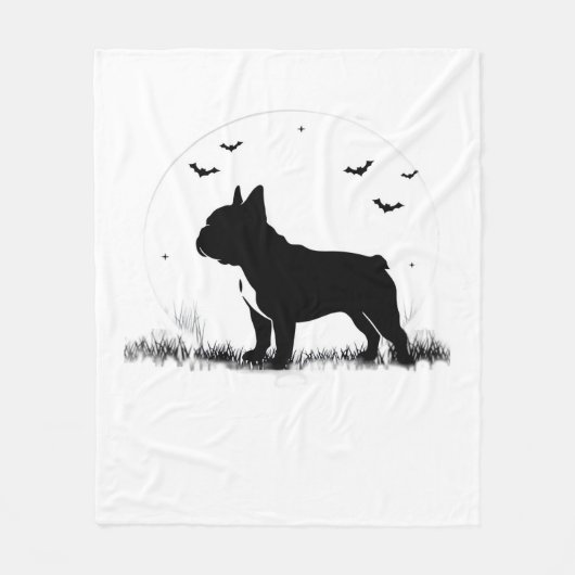Franse Bulldog - Halloween Moon Silhouette Ove Fleece Deken (Voorkant)