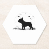 Franse Bulldog - Halloween Moon Silhouette Ove Kartonnen Onderzetters (Voorkant)