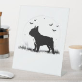 Franse Bulldog - Halloween Moon Silhouette Ove Reclamebord Met Voetstuk (Insitu)