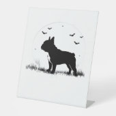 Franse Bulldog - Halloween Moon Silhouette Ove Reclamebord Met Voetstuk (Voorkant)