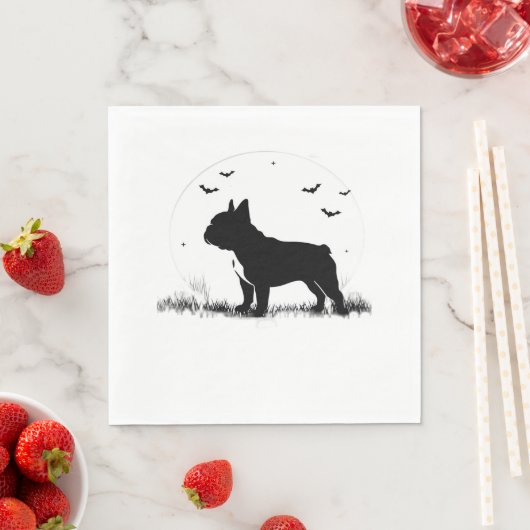 Franse Bulldog - Halloween Moon Silhouette Ove Servet (Insitu)