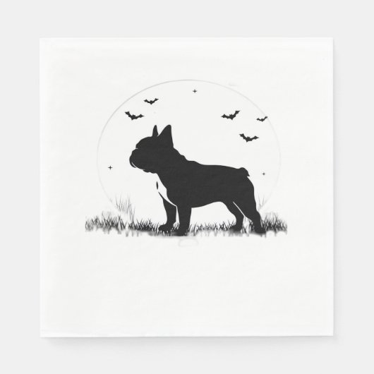 Franse Bulldog - Halloween Moon Silhouette Ove Servet (Voorkant)