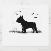 Franse Bulldog - Halloween Moon Silhouette Ove Sparkling Wijnetiket (Enkel label)