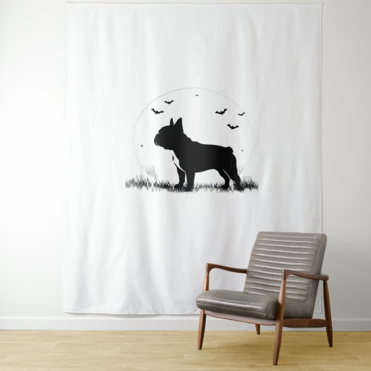 Franse Bulldog - Halloween Moon Silhouette Ove Wandkleed (In situ)
