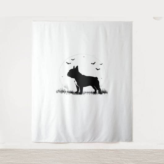Franse Bulldog - Halloween Moon Silhouette Ove Wandkleed (Voorkant)