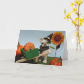 Franse Bulldog Halloween Oogst Kaart (Gele Bloem)
