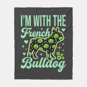 Franse Bulldog Halloween Pompoen Patroon Ontwerp Fleece Deken
