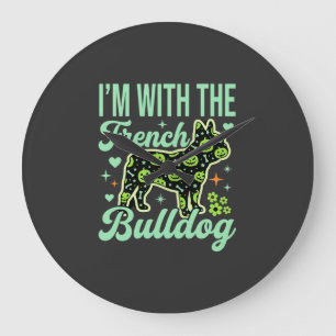 Franse Bulldog Halloween Pompoen Patroon Ontwerp Grote Klok