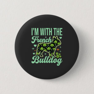Franse Bulldog Halloween Pompoen Patroon Ontwerp Ronde Button 5,7 Cm